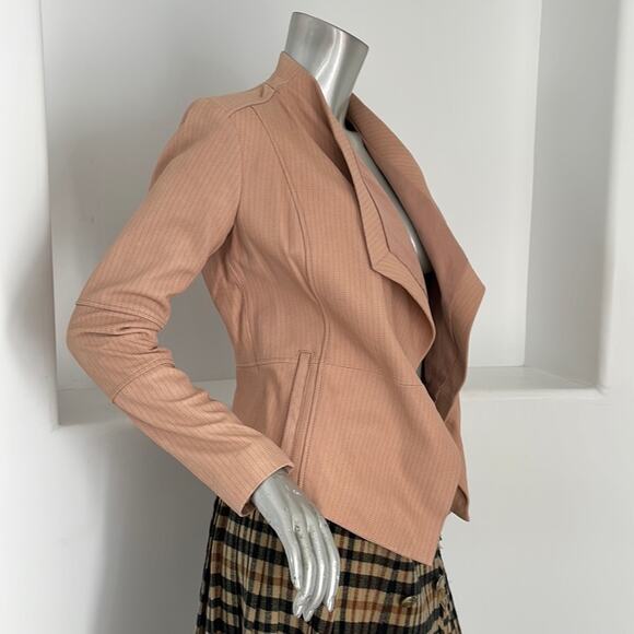 G.I.L.I Cropped Open Front Leather Jacket Pink Size 4 - Picture 4 of 14